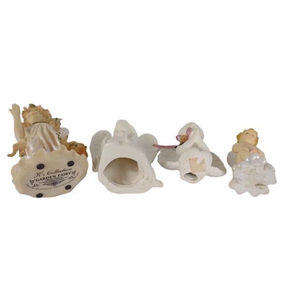 Vintage Lot of 6 Garden Fairy Angel Cherub Figurines & Candle Holders Set - Picture 7 of 7